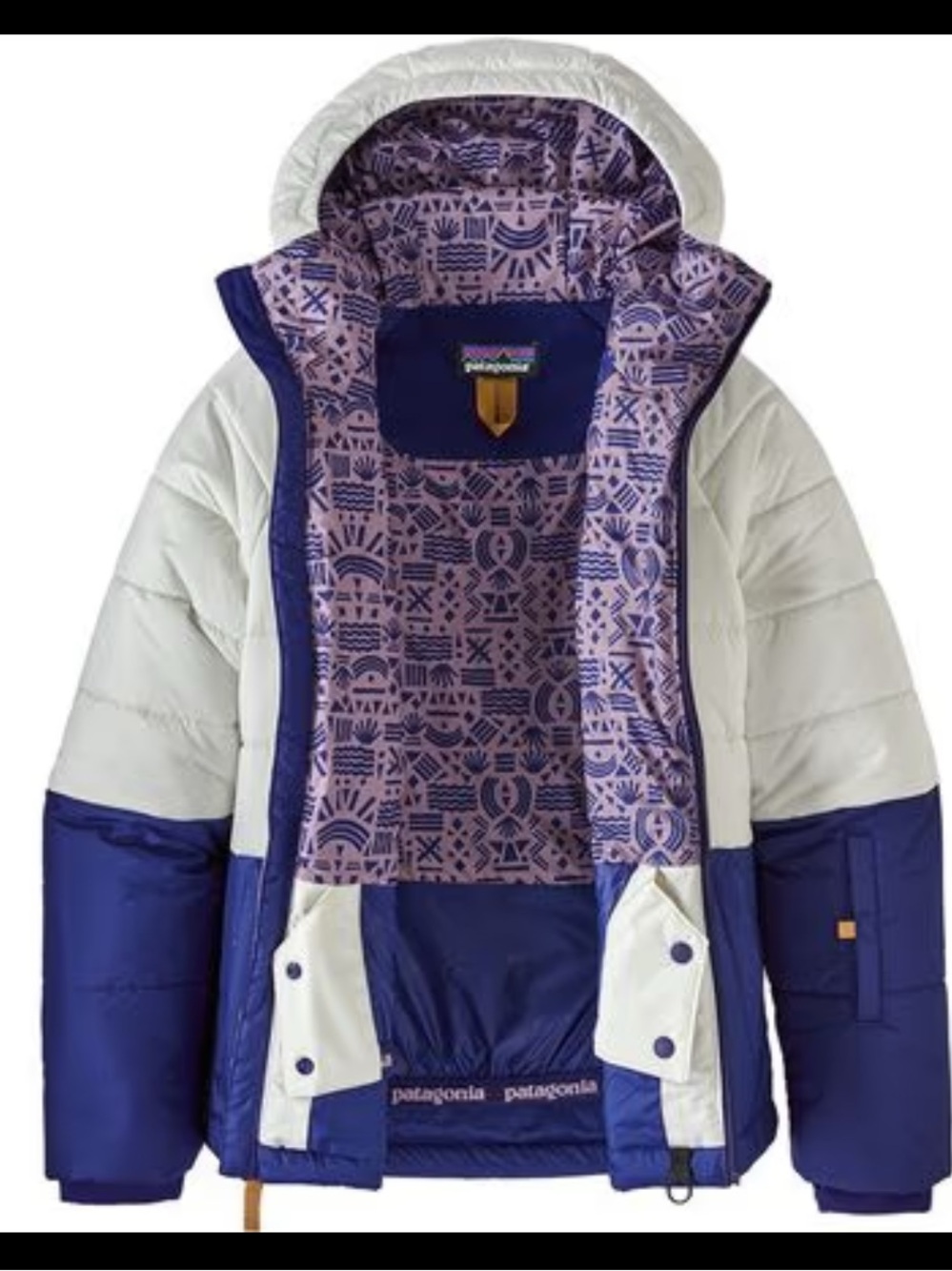 Patagonia Pine Grove Jacket Girls Sz M 10 Blue White Insulated Puffer Ski Coat